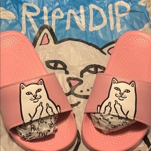 BRAND NEW!! RIPNDIP pink Lord Nermal slides SIZE 5